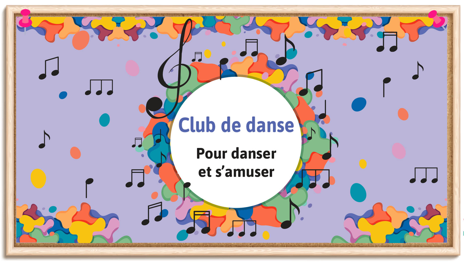 L’affiche du club de danse. Slogan: Pour danser et s’amuser.