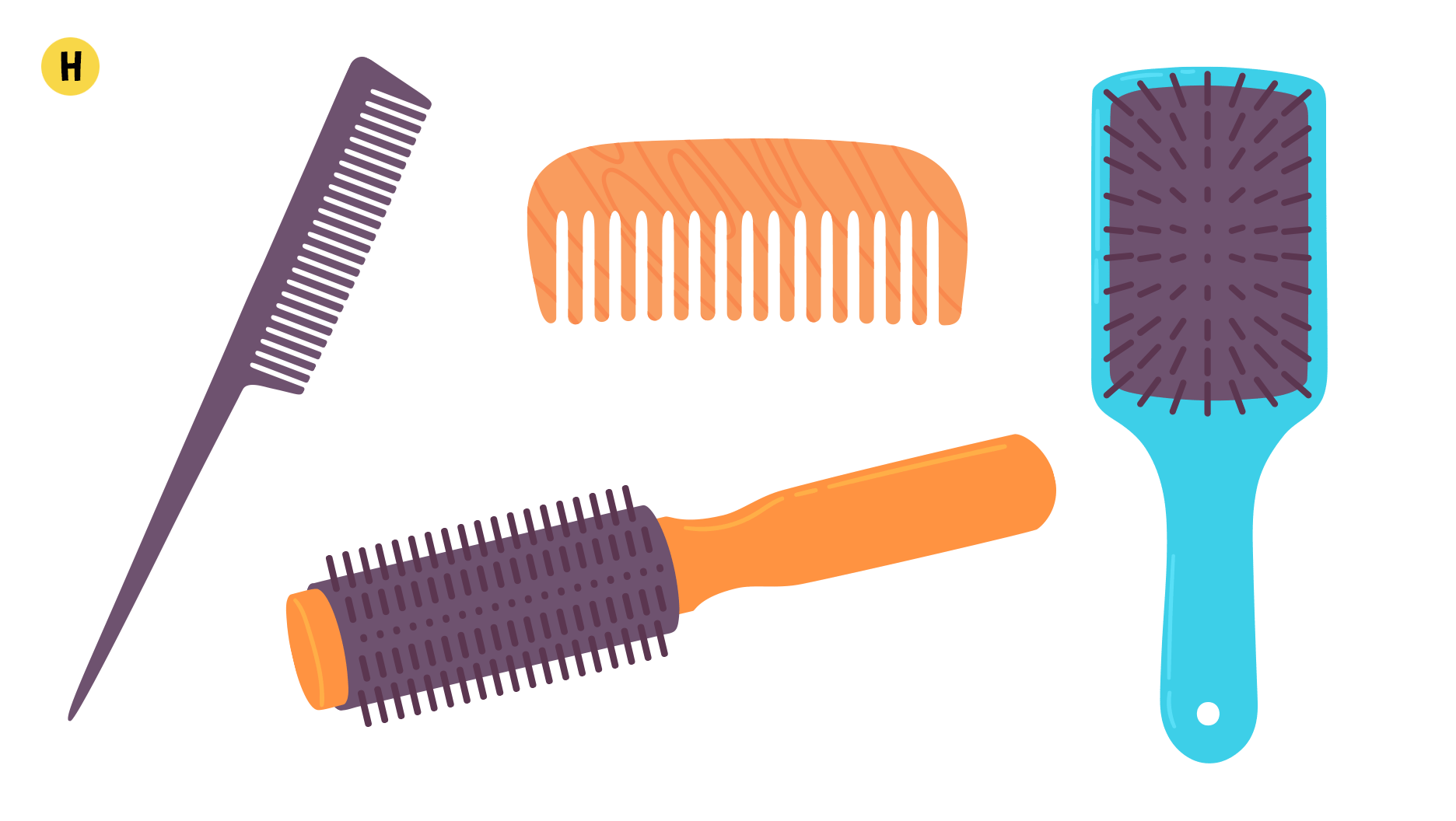 H. peigne et brosse à cheveux