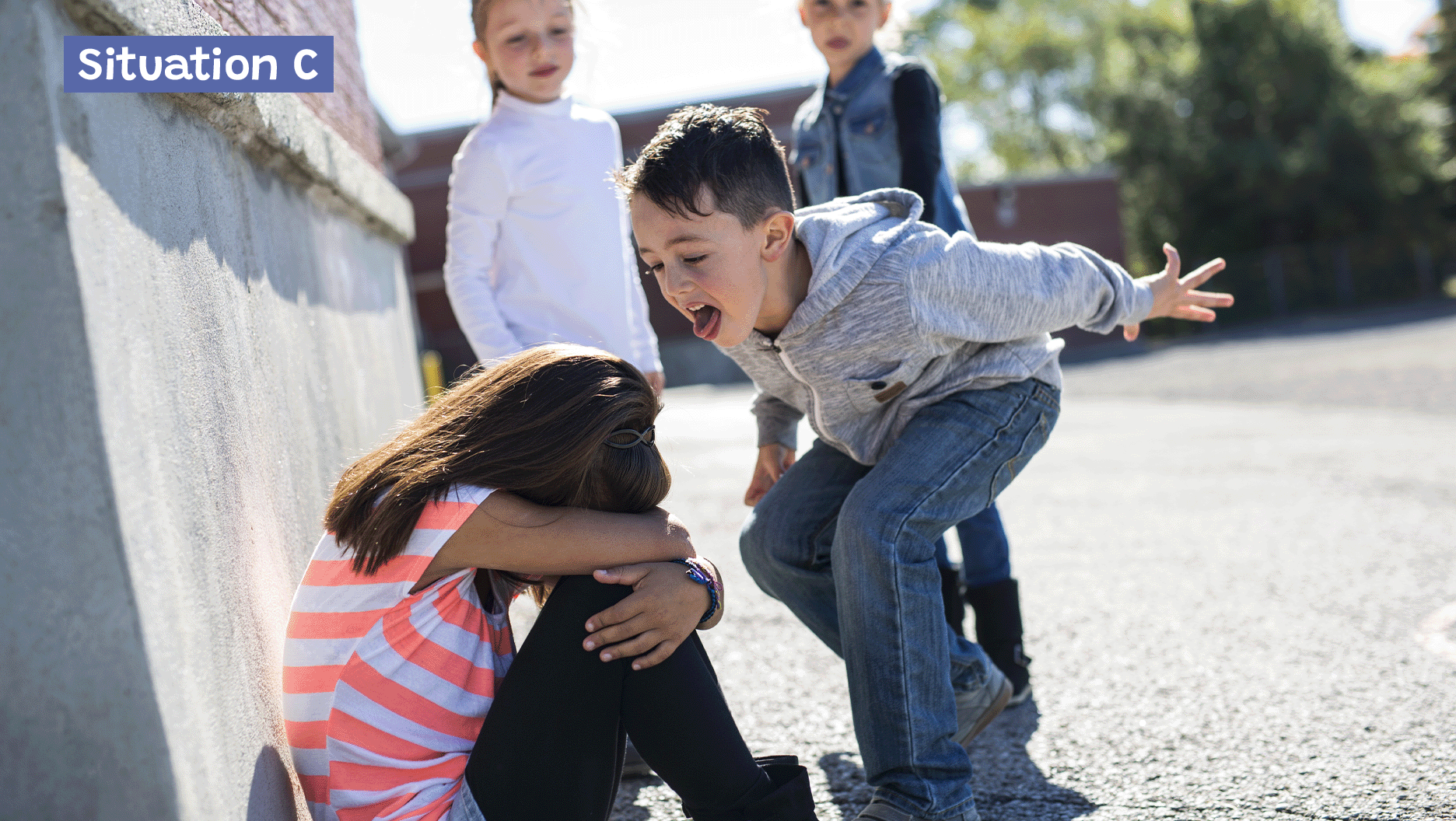 Situation C: Un garçon qui intimide une camarade de classe.