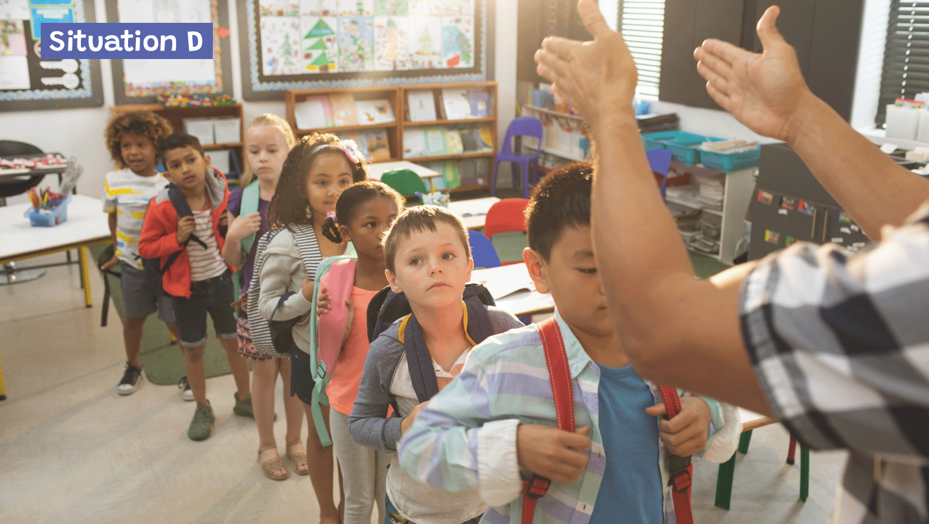 Situation D: Des élèves qui se mettent en rang.