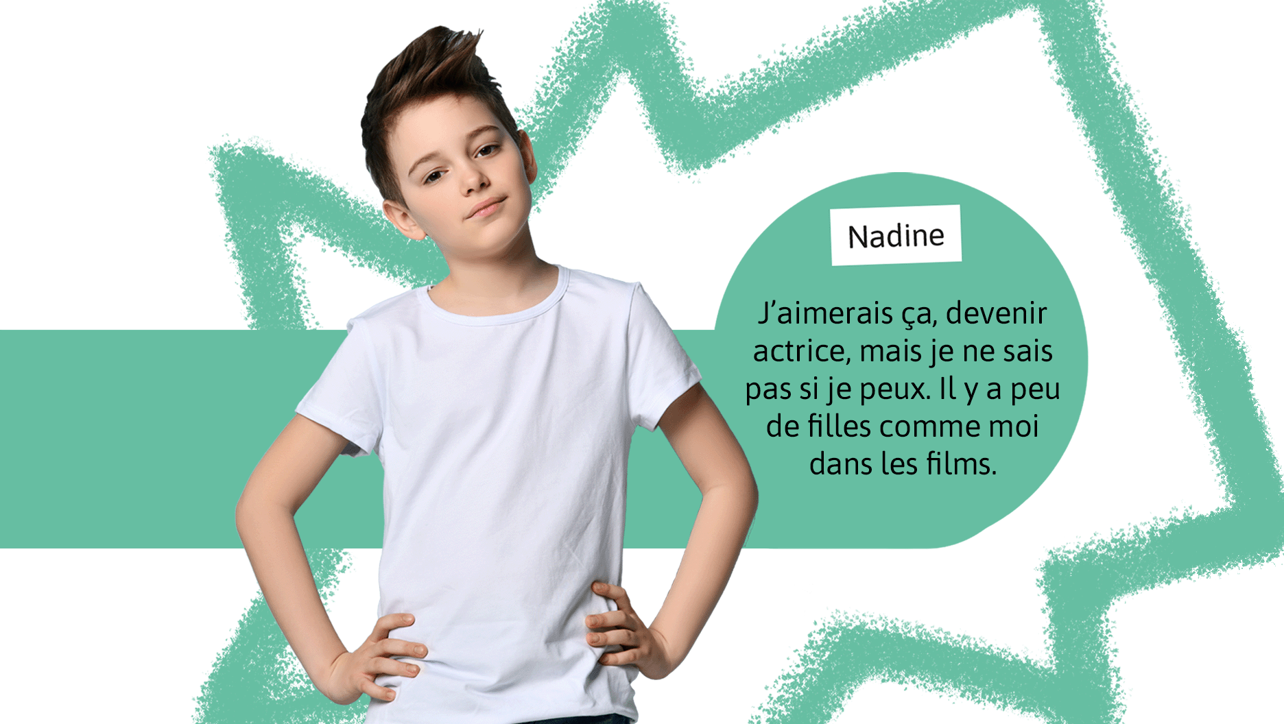 Nadine, une jeune fille aux cheveux très courts.