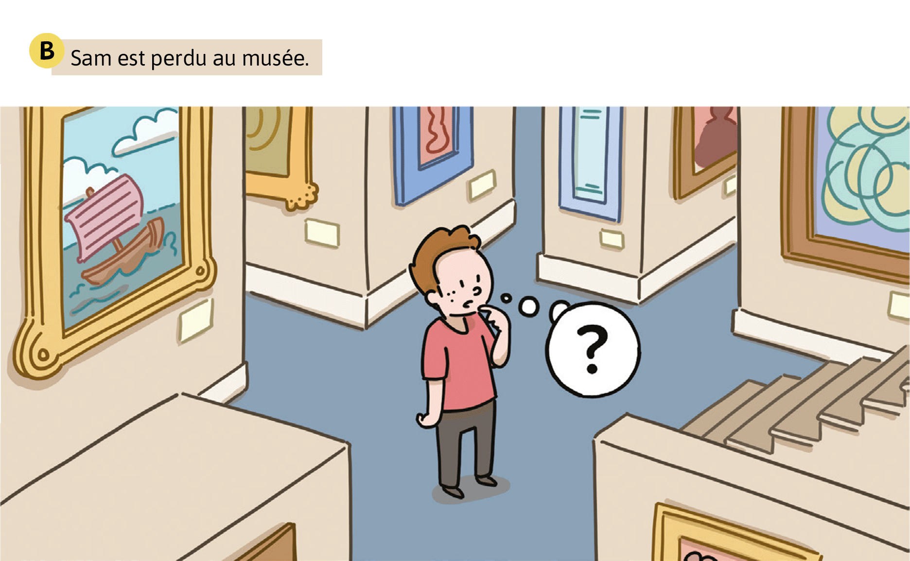 Sam est perdu au musée.