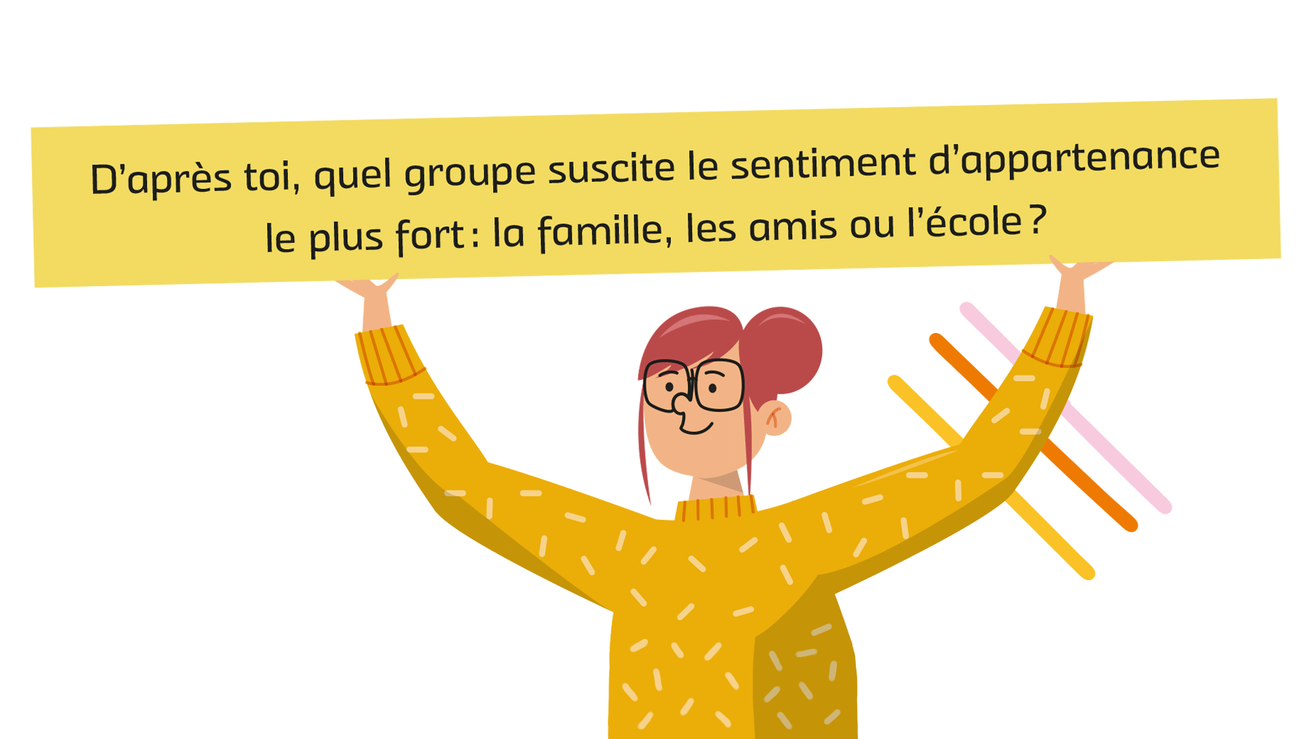 D’après toi, quel groupe suscite le sentiment d’appartenance le plus fort : la famille, les amis ou l’école?