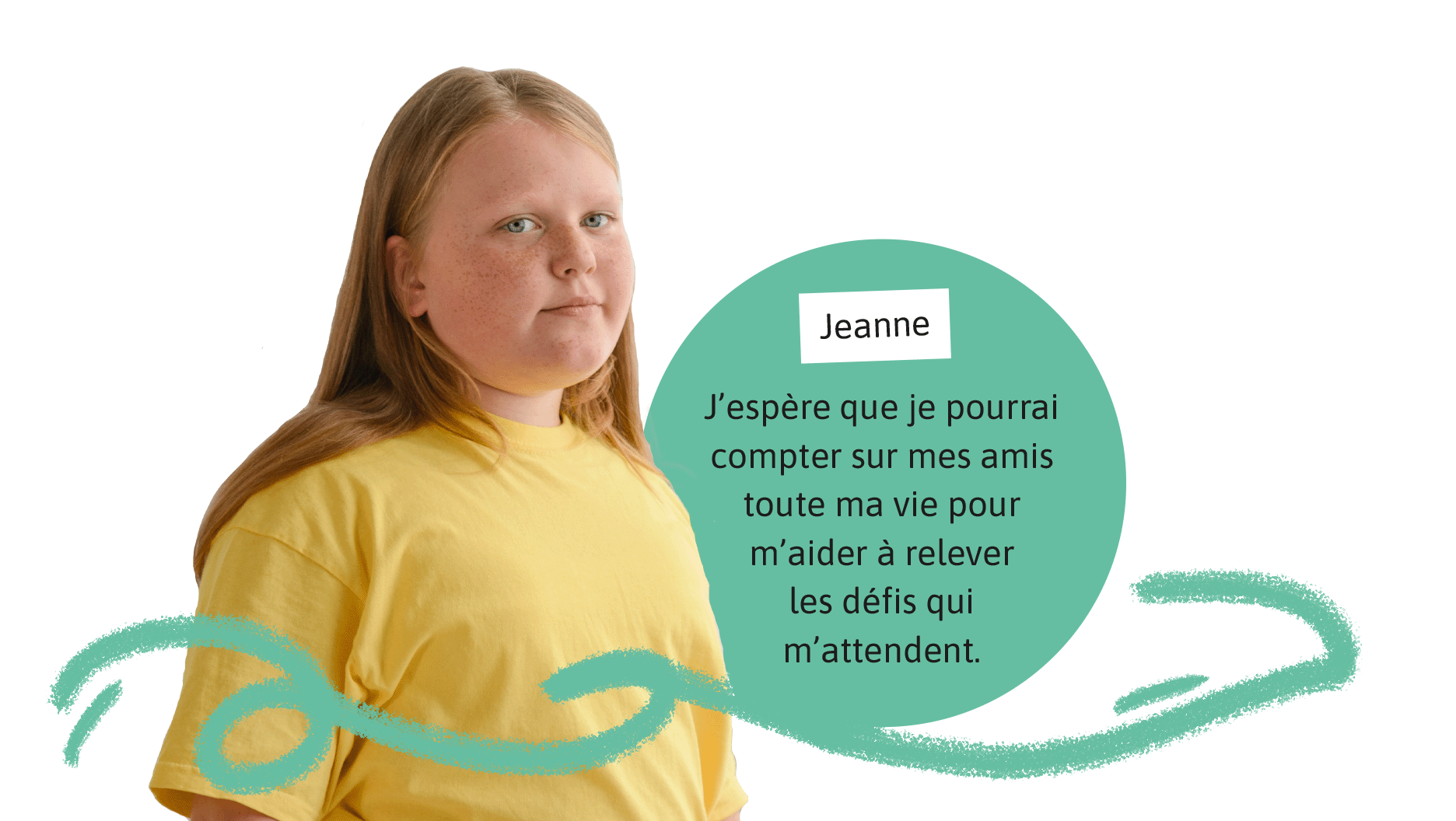 Jeanne: J’espère que je pourrai compter sur mes amis toute ma vie pour m’aider à relever les défis qui m’attendent.