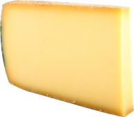Une tranche de fromage à croûte et à pâte molle, de couleur jaune pâle