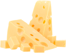 Une tranche de fromage à pâte molle, avec plusieurs trous. de couleur jaune pâle
